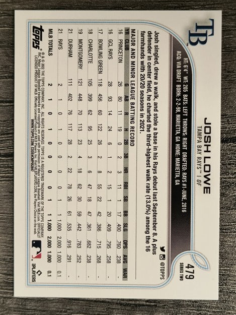 2022 Topps #479 Josh Lowe RC
