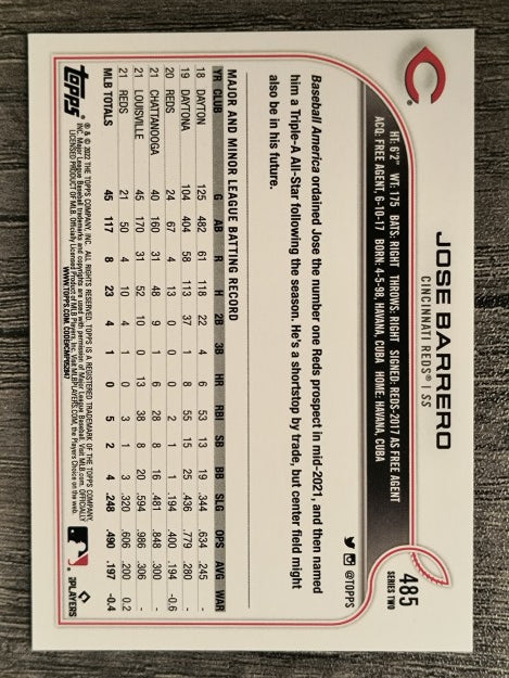 2022 Topps #485 Jose Barrero