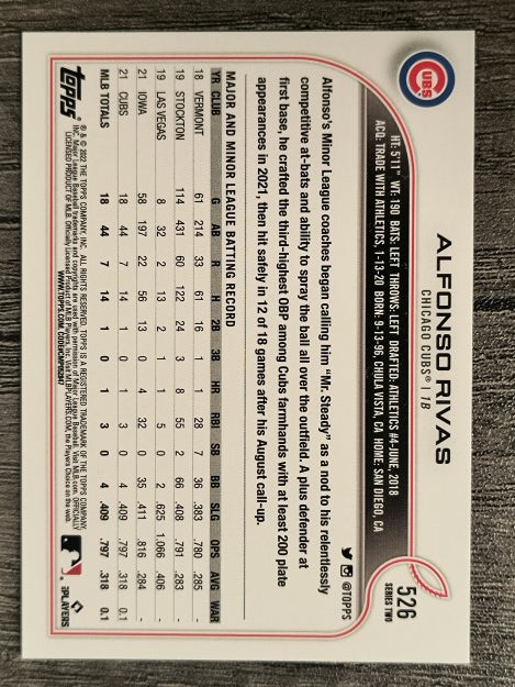 2022 Topps #526 Alfonso Rivas RC