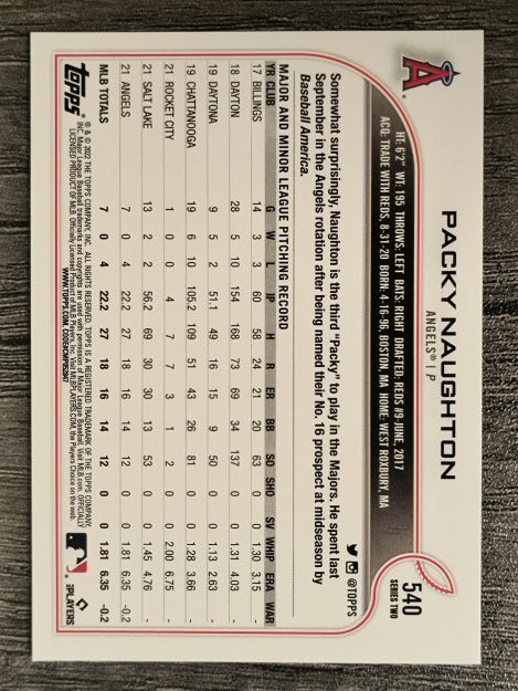 2022 Topps #540 Packy Naughton RC