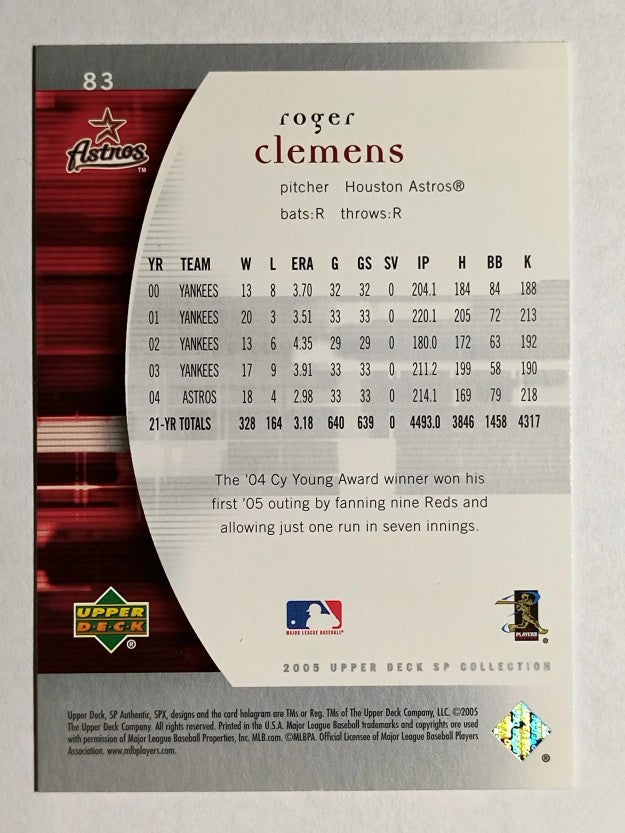 2005 SP Authentic #83 Roger Clemens