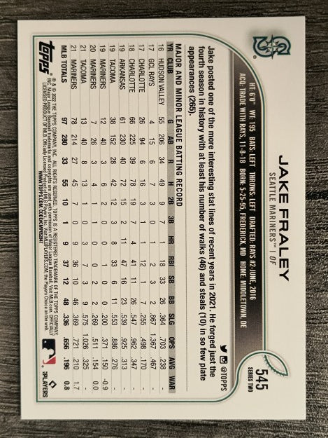 2022 Topps #545 Jake Fraley