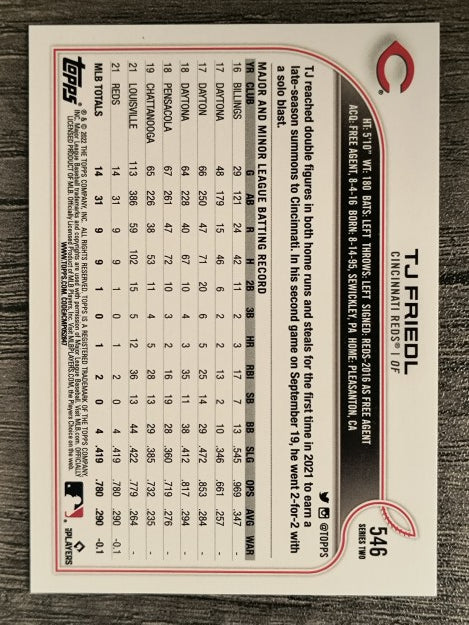 2022 Topps #546 TJ Friedl RC
