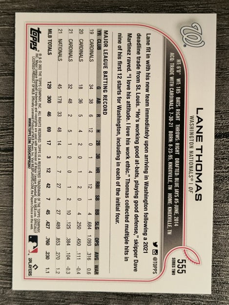 2022 Topps #555 Lane Thomas