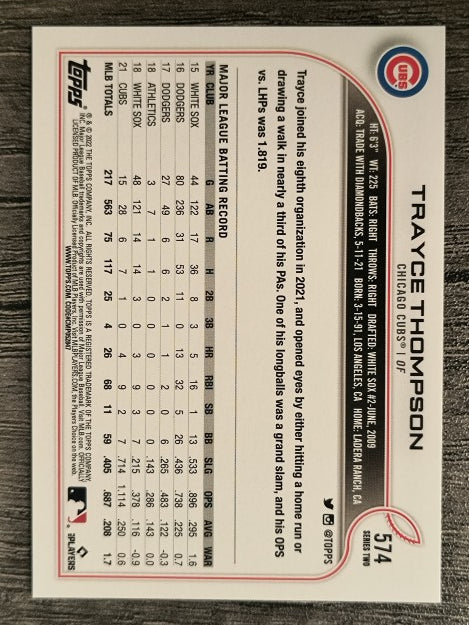 2022 Topps #574 Trayce Thompson