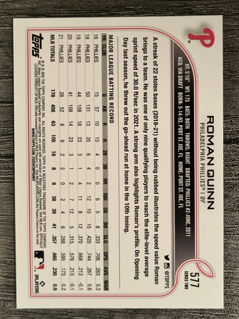 2022 Topps #577 Roman Quinn