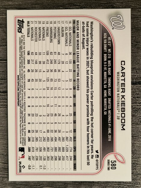 2022 Topps #580 Carter Kieboom