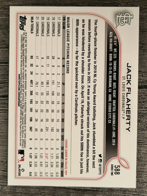 2022 Topps #588 Jack Flaherty