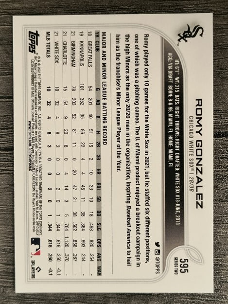 2022 Topps #595 Romy Gonzalez RC