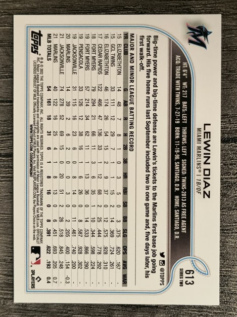 2022 Topps #613 Lewin Diaz