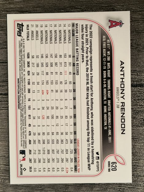 2022 Topps #620 Anthony Rendon