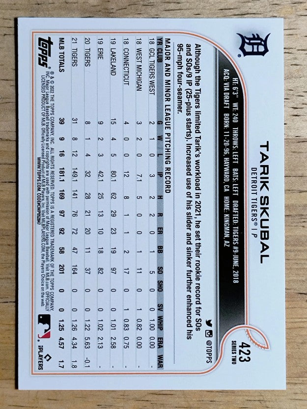 2022 Topps #423 Tarik Skubal
