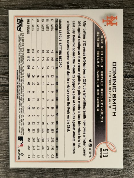 2022 Topps #513 Dominic Smith
