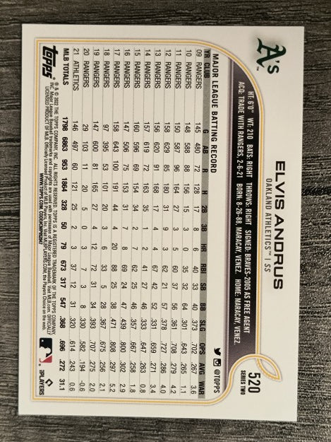 2022 Topps #520 Elvis Andrus