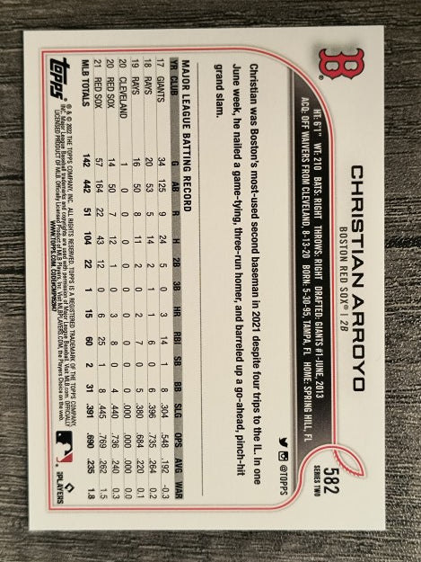 2022 Topps #582 Christian Arroyo