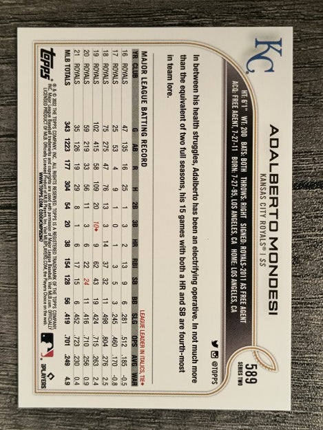 2022 Topps #589 Adalberto Mondesi