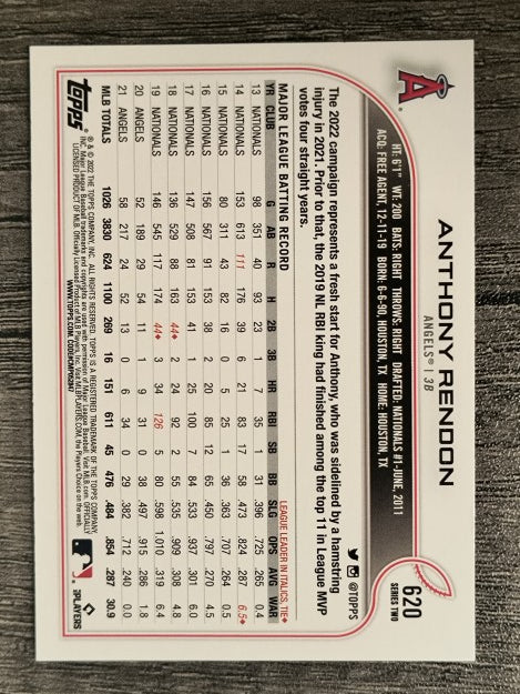 2022 Topps #620 Anthony Rendon