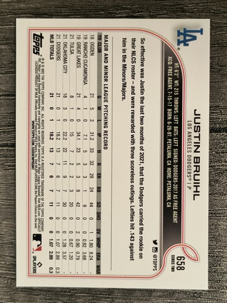2022 Topps #658 Justin Bruihl RC