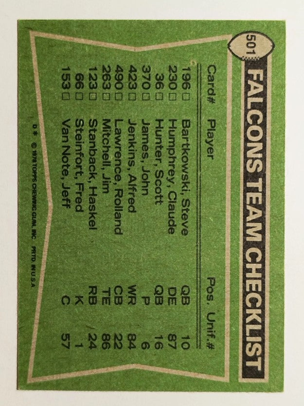 1978 Topps #501 H.Stanback/Claude Humphrey/Rolland Lawrence TL (NM)