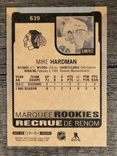 2021-22 O-Pee-Chee #639 Mike Hardman RC