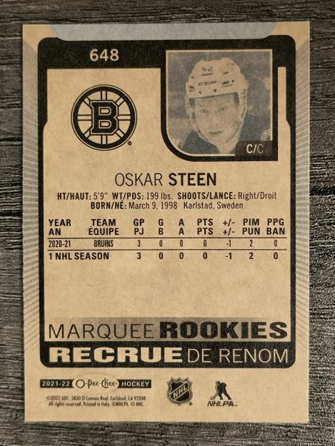 2021-22 O-Pee-Chee #648 Oskar Steen RC