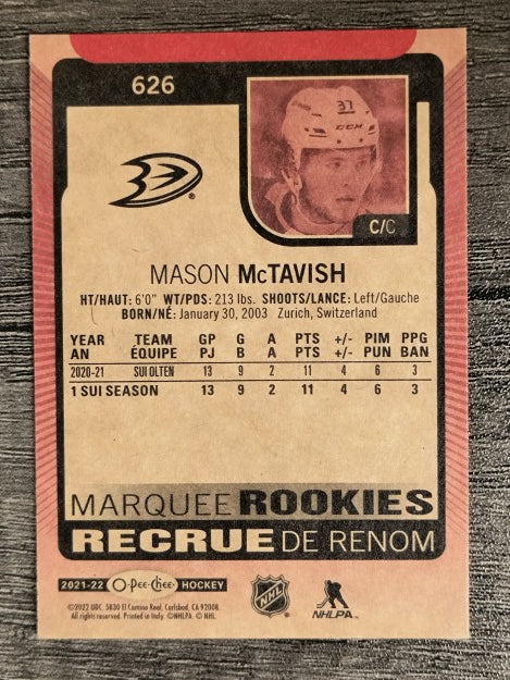 2021-22 O-Pee-Chee Red #626 Mason McTavish