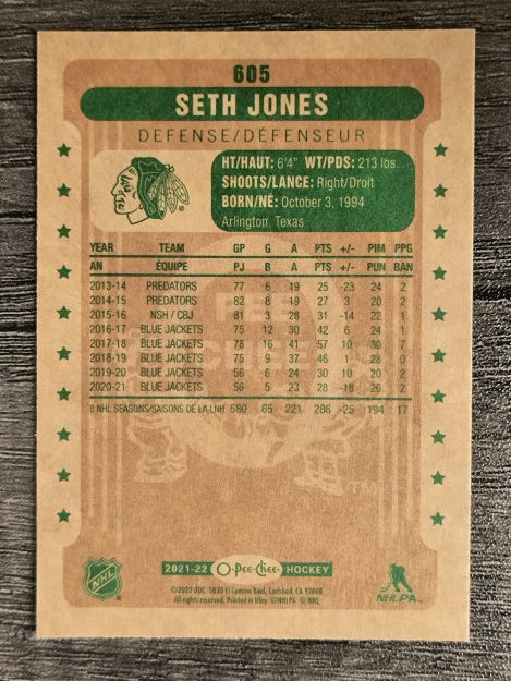 2021-22 O-Pee-Chee Retro #605 Seth Jones