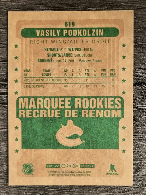 2021-22 O-Pee-Chee Retro #619 Vasily Podkolzin