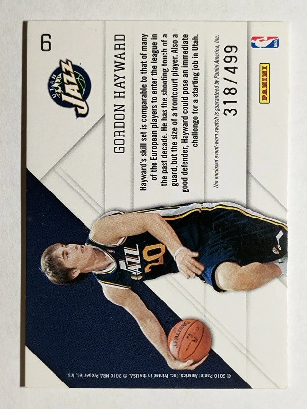 2010-11 Prestige Prestigious Picks Materials Green #9 Gordon Hayward