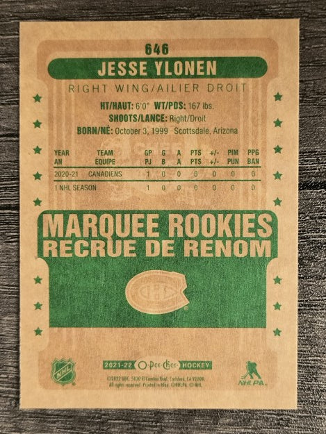 2021-22 O-Pee-Chee Retro #646 Jesse Ylonen