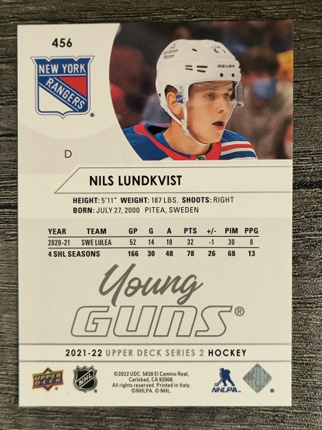 2021-22 Upper Deck #456 Nils Lundkvist YG RC