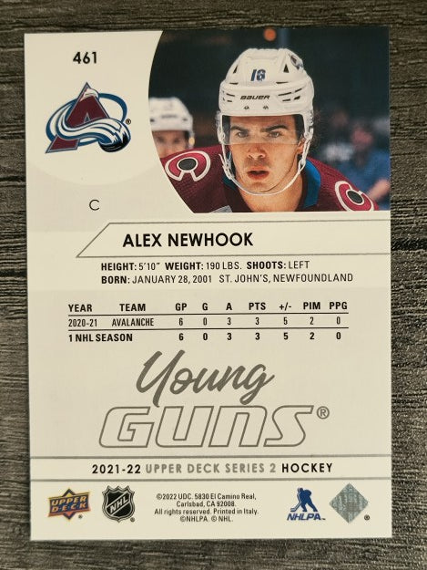2021-22 Upper Deck #461 Alex Newhook YG RC