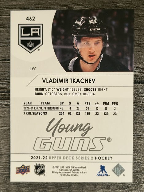 2021-22 Upper Deck #462 Vladimir Tkachev YG RC