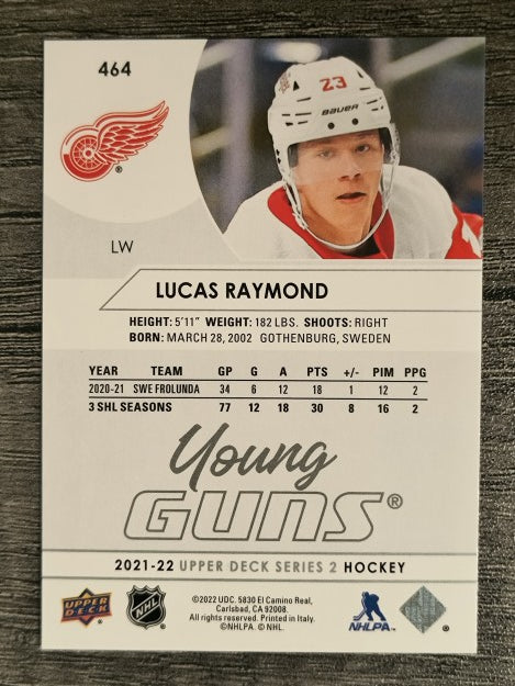 2021-22 Upper Deck #464 Lucas Raymond YG RC