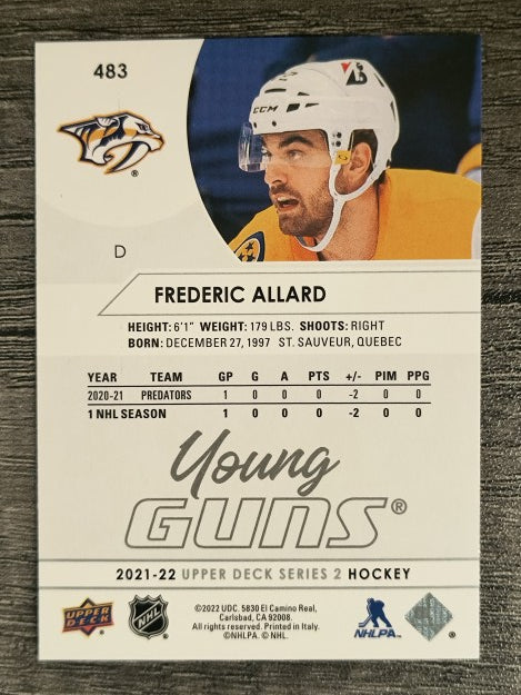 2021-22 Upper Deck #483 Frederic Allard YG RC