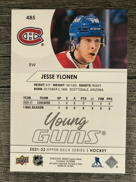 2021-22 Upper Deck #485 Jesse Ylonen YG RC