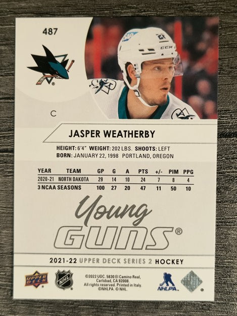 2021-22 Upper Deck #487 Jasper Weatherby YG RC