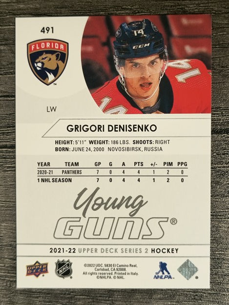 2021-22 Upper Deck #491 Grigori Denisenko YG RC