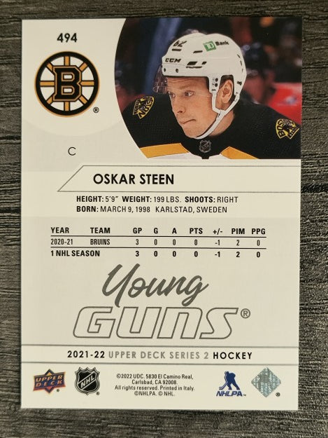 2021-22 Upper Deck #494 Oskar Steen YG RC