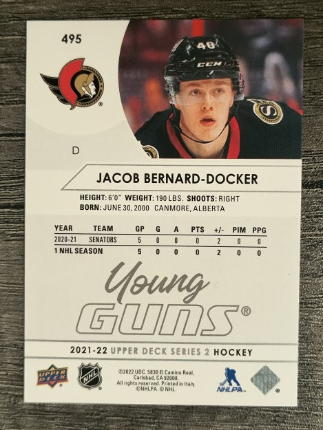 2021-22 Upper Deck #495 Jacob Bernard-Docker YG RC
