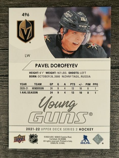 2021-22 Upper Deck #496 Pavel Dorofeyev YG RC