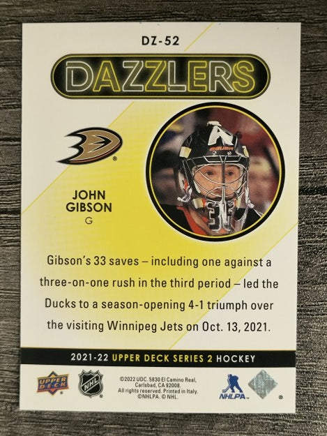 2021-22 Upper Deck Dazzlers #DZ52 John Gibson