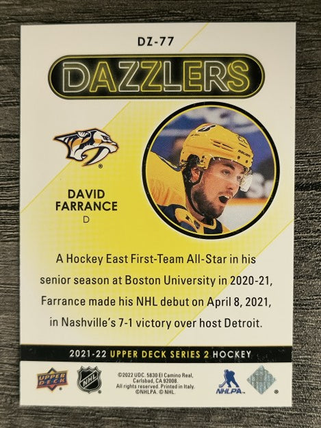 2021-22 Upper Deck Dazzlers Pink #DZ77 David Farrance
