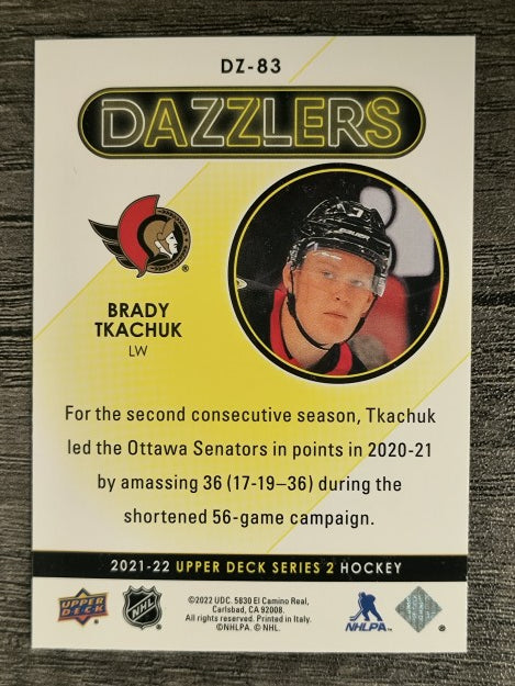 2021-22 Upper Deck Dazzlers Pink #DZ83 Brady Tkachuk