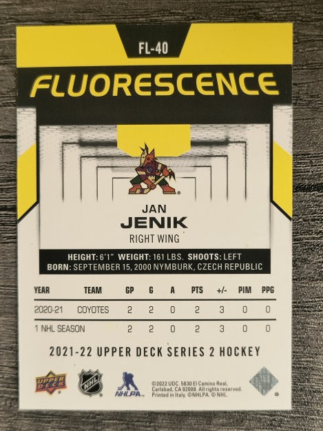 2021-22 Upper Deck Fluorescence Gold #FL40 Jan Jenik