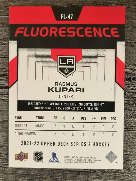 2021-22 Upper Deck Fluorescence Red #FL47 Rasmus Kupari