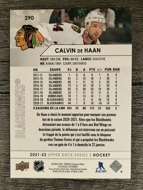 2021-22 Upper Deck French #290 Calvin de Haan