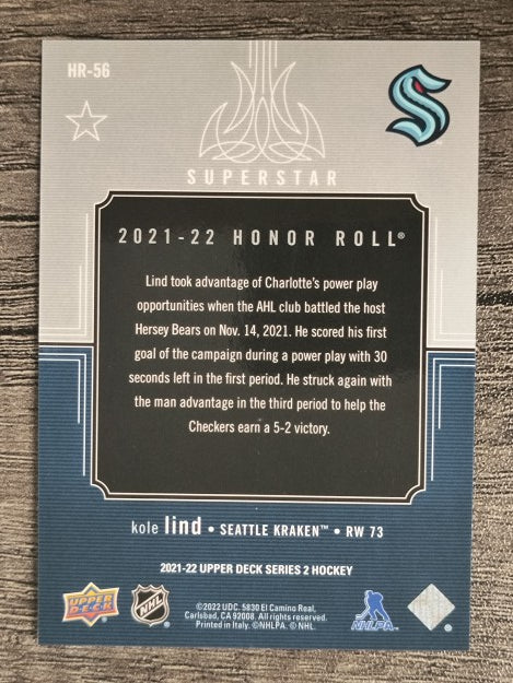 2021-22 Upper Deck Honor Roll #HR56 Kole Lind