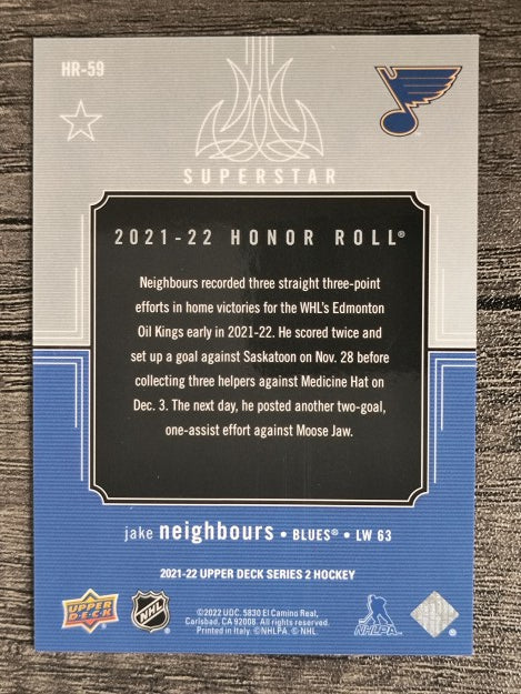 2021-22 Upper Deck Honor Roll #HR59 Jake Neighbours