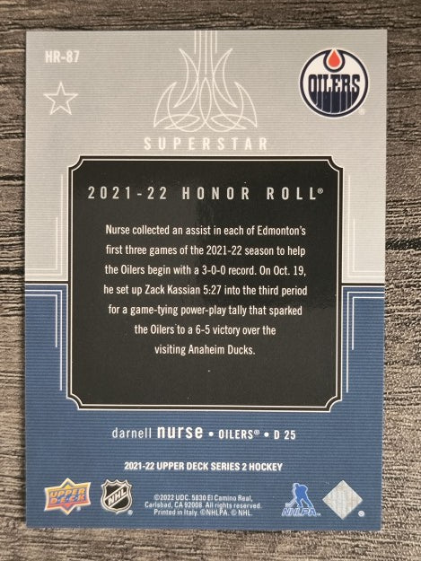 2021-22 Upper Deck Honor Roll #HR87 Darnell Nurse